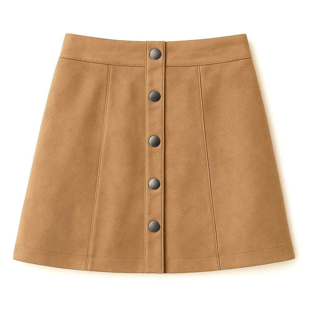 Kendall & Kylie • Faux Suede Button-Front Skirt • Tan • Size XS
